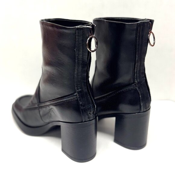 MIZ MOOZ SOFT LEATHER HEELED BOOTS BACK ZIP 37EU / 7US BLACK Z-121 - Picture 2 of 5